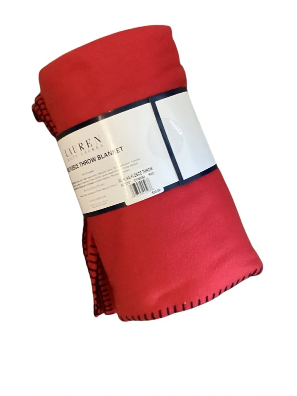 Ralph Lauren Red Fleece Throw with Flag Patch 50x70 NWT